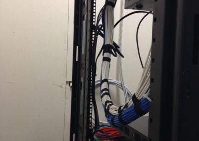 Network cabling going to a rack